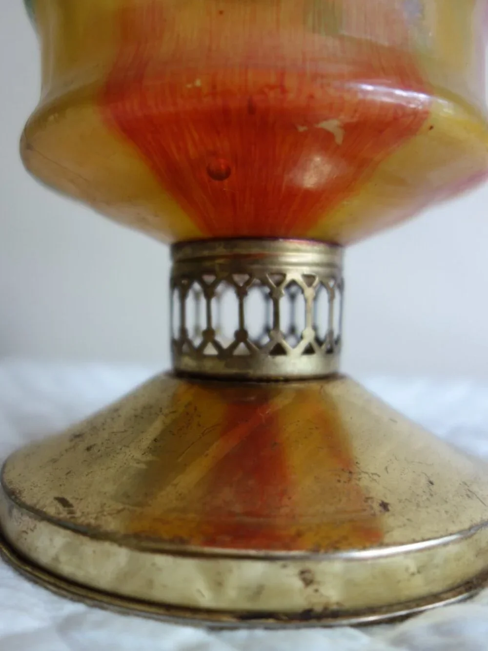 Vntg Hong Kong Made Multi-Color SAIL BOAT BRAND Oil Lamp – Base Only